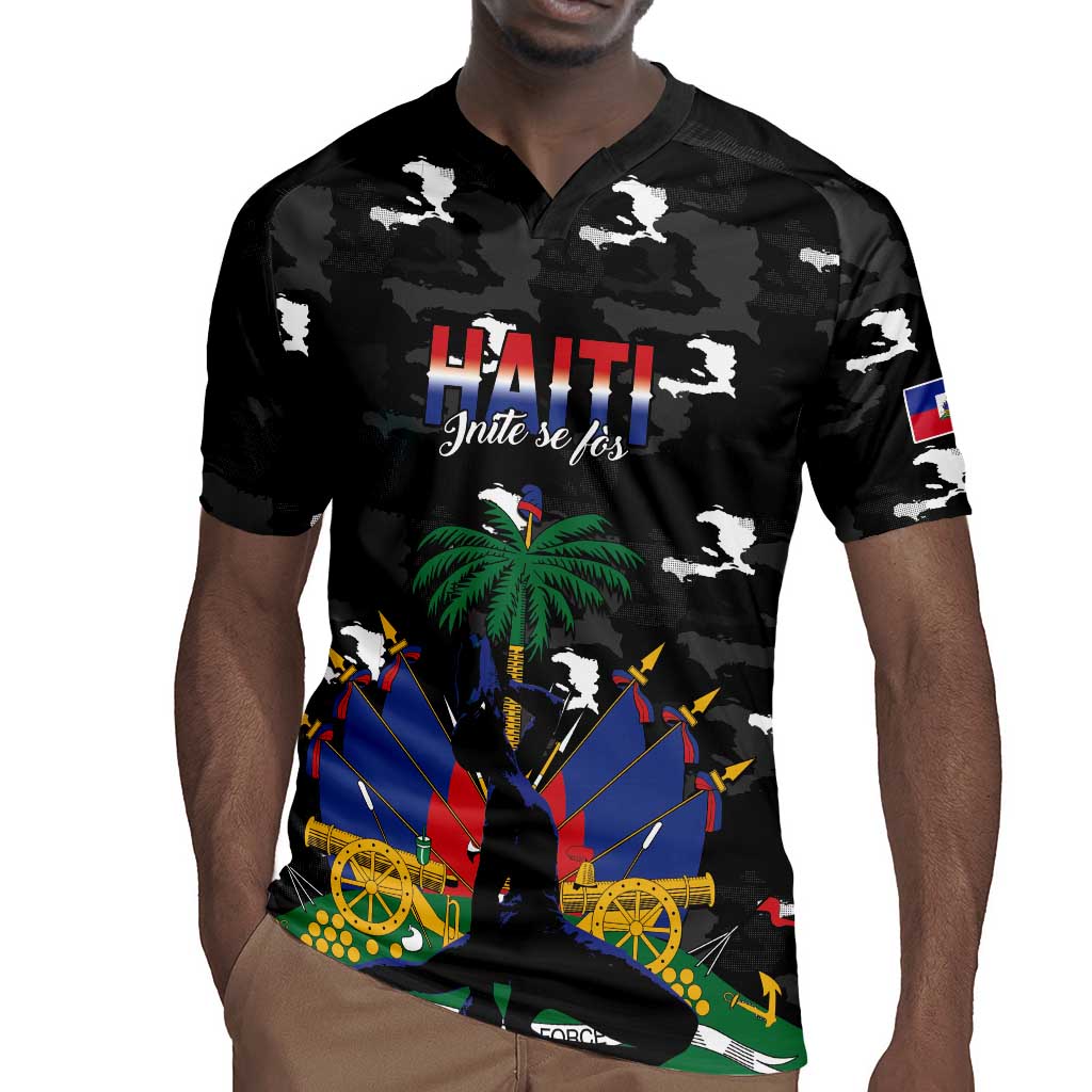 Personalized Haiti Map Camouflage Rugby Jersey Unique Style - Wonder Print Shop