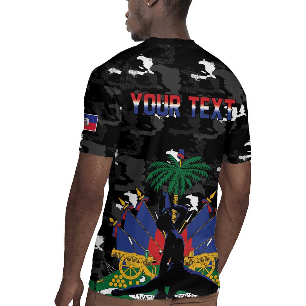 Personalized Haiti Map Camouflage Rugby Jersey Unique Style - Wonder Print Shop