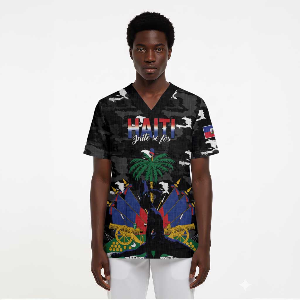 Personalized Haiti Map Camouflage Scrub Top Unique Style - Wonder Print Shop
