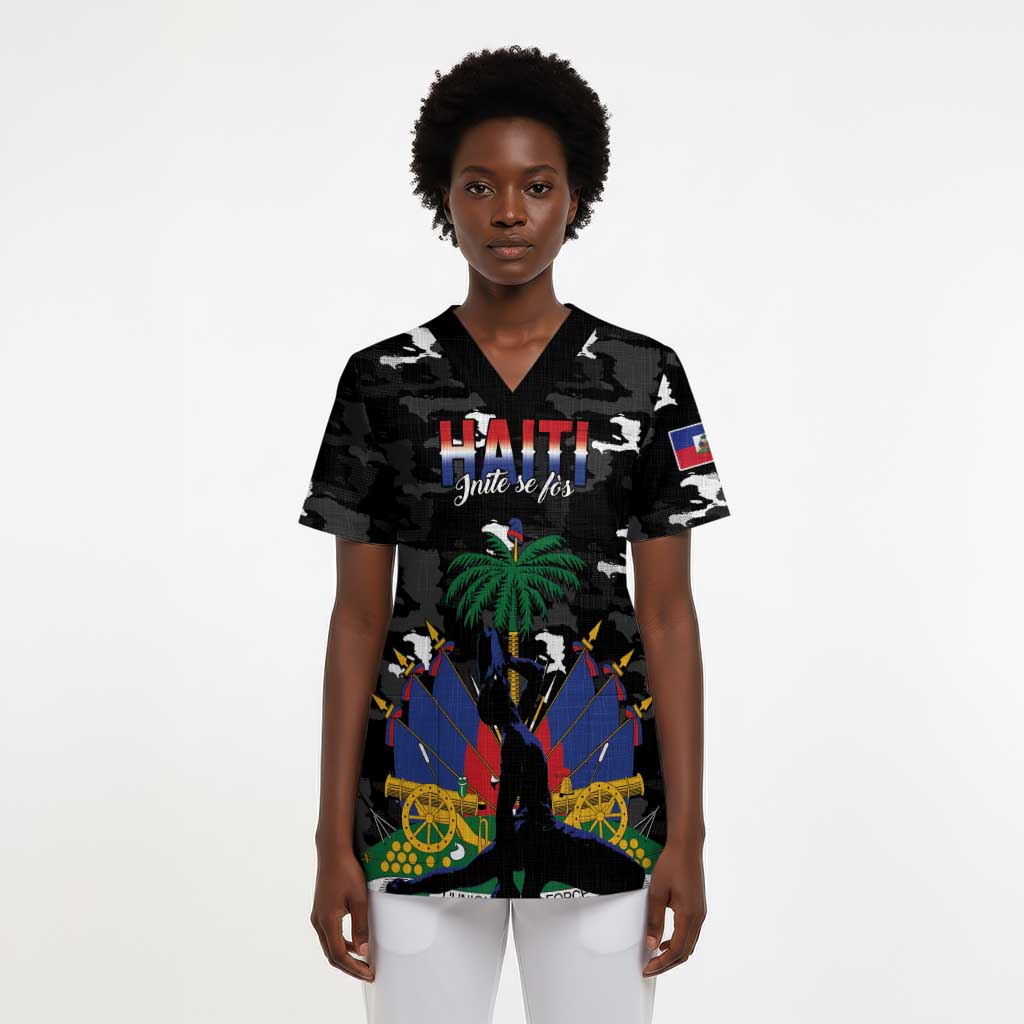 Personalized Haiti Map Camouflage Scrub Top Unique Style - Wonder Print Shop