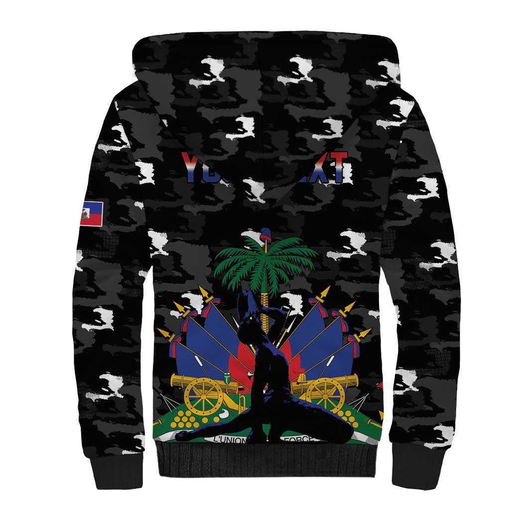 Personalized Haiti Map Camouflage Sherpa Hoodie Unique Style - Wonder Print Shop