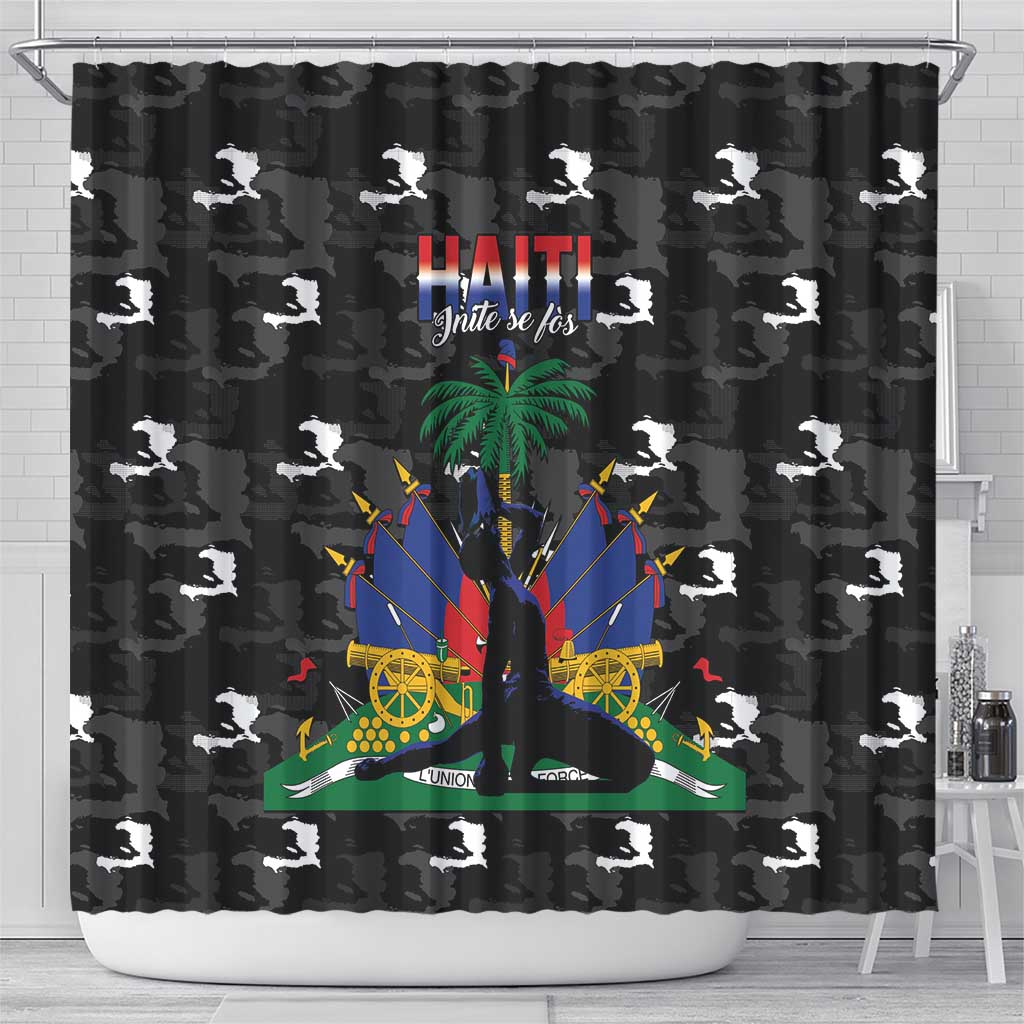Haiti Map Camouflage Shower Curtain Unique Style - Wonder Print Shop