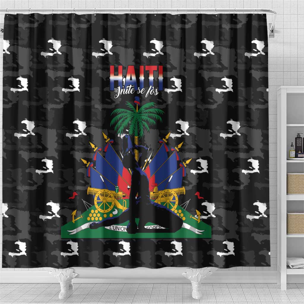 Haiti Map Camouflage Shower Curtain Unique Style - Wonder Print Shop