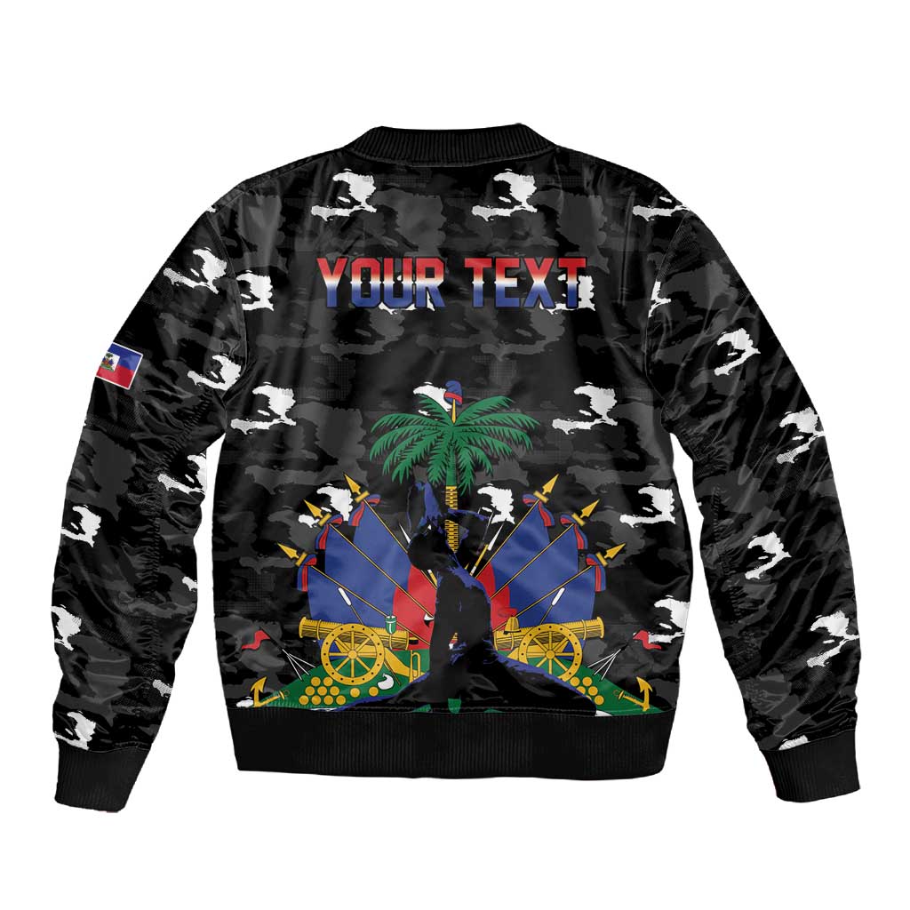 Personalized Haiti Map Camouflage Sleeve Zip Bomber Jacket Unique Style - Wonder Print Shop