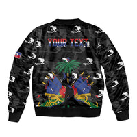 Personalized Haiti Map Camouflage Sleeve Zip Bomber Jacket Unique Style - Wonder Print Shop