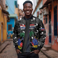 Personalized Haiti Map Camouflage Sleeve Zip Bomber Jacket Unique Style - Wonder Print Shop