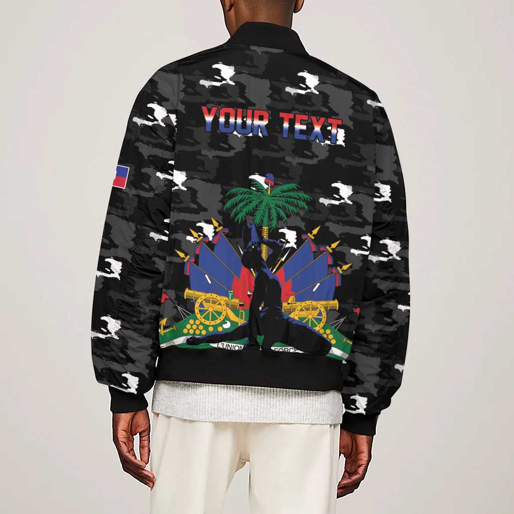 Personalized Haiti Map Camouflage Sleeve Zip Bomber Jacket Unique Style - Wonder Print Shop