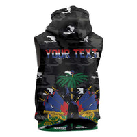 Personalized Haiti Map Camouflage Sleeveless Hoodie Unique Style - Wonder Print Shop