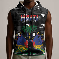 Personalized Haiti Map Camouflage Sleeveless Hoodie Unique Style - Wonder Print Shop