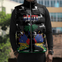Personalized Haiti Map Camouflage Sleeveless Puffer Jacket Unique Style - Wonder Print Shop