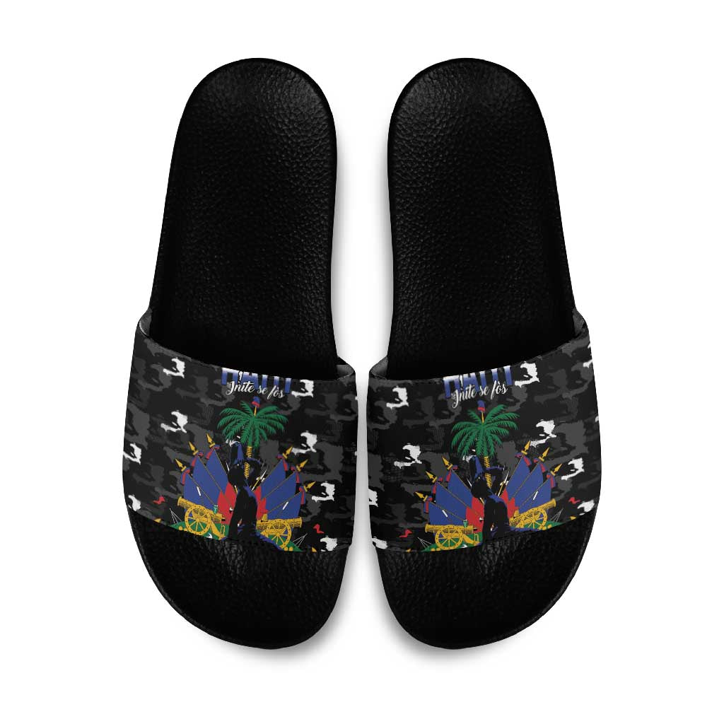 Haiti Map Camouflage Slide Sandals Unique Style - Wonder Print Shop