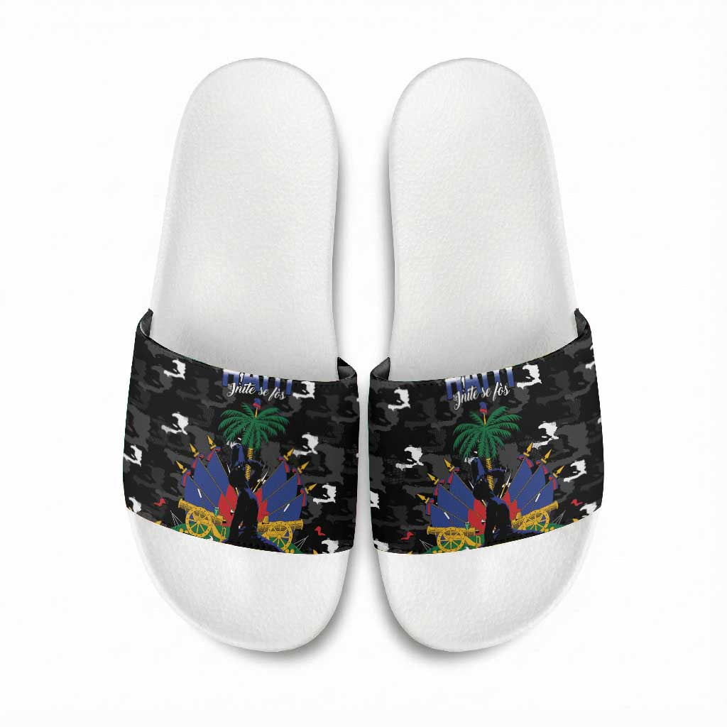 Haiti Map Camouflage Slide Sandals Unique Style - Wonder Print Shop