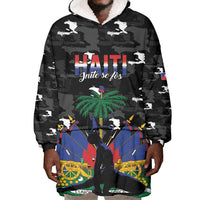 Personalized Haiti Map Camouflage Wearable Blanket Hoodie Unique Style - Wonder Print Shop