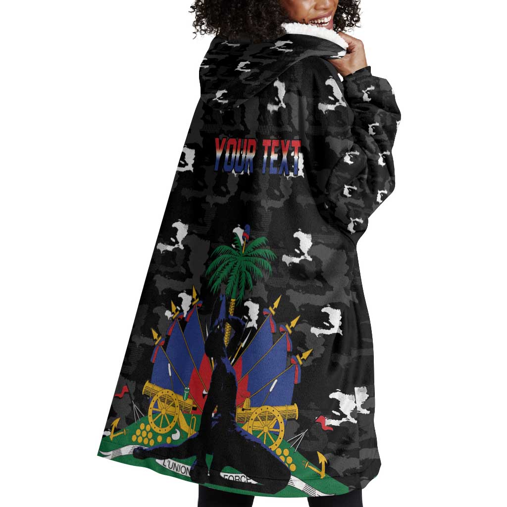 Personalized Haiti Map Camouflage Wearable Blanket Hoodie Unique Style - Wonder Print Shop