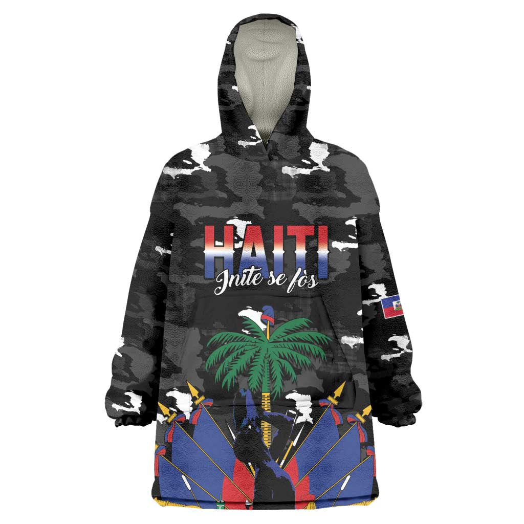 Personalized Haiti Map Camouflage Wearable Blanket Hoodie Unique Style - Wonder Print Shop