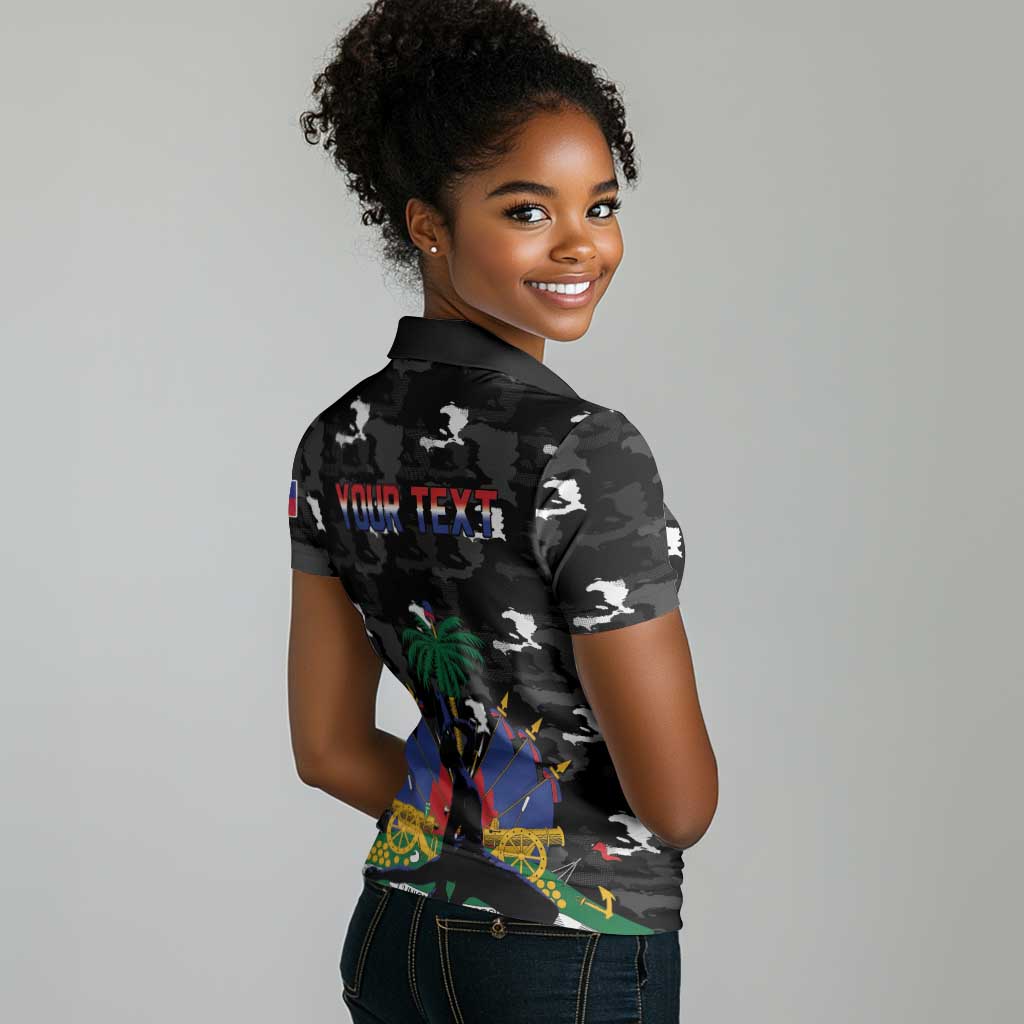 Personalized Haiti Map Camouflage Women Polo Shirt Unique Style - Wonder Print Shop