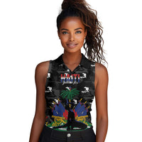 Personalized Haiti Map Camouflage Women Sleeveless Polo Shirt Unique Style - Wonder Print Shop