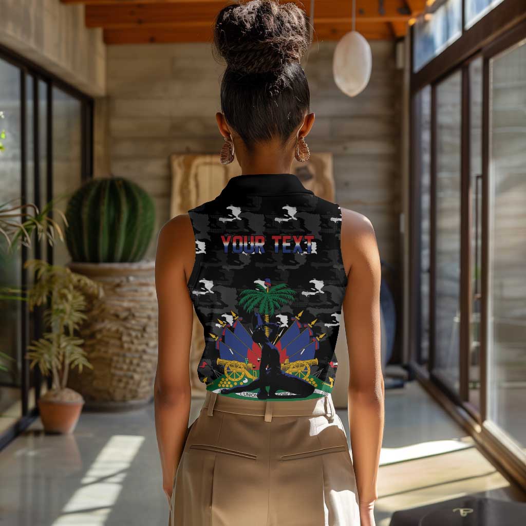 Personalized Haiti Map Camouflage Women Sleeveless Polo Shirt Unique Style - Wonder Print Shop