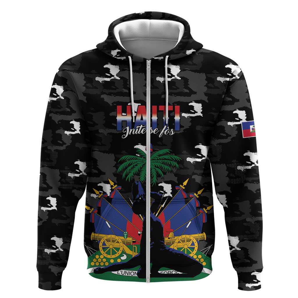 Personalized Haiti Map Camouflage Zip Hoodie Unique Style - Wonder Print Shop