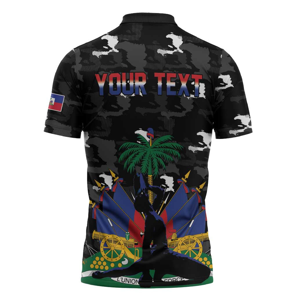 Personalized Haiti Map Camouflage Zipper Polo Shirt Unique Style - Wonder Print Shop