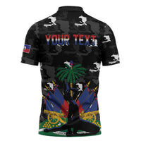 Personalized Haiti Map Camouflage Zipper Polo Shirt Unique Style - Wonder Print Shop