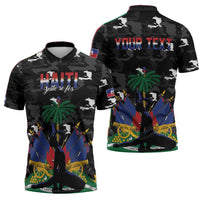 Personalized Haiti Map Camouflage Zipper Polo Shirt Unique Style - Wonder Print Shop