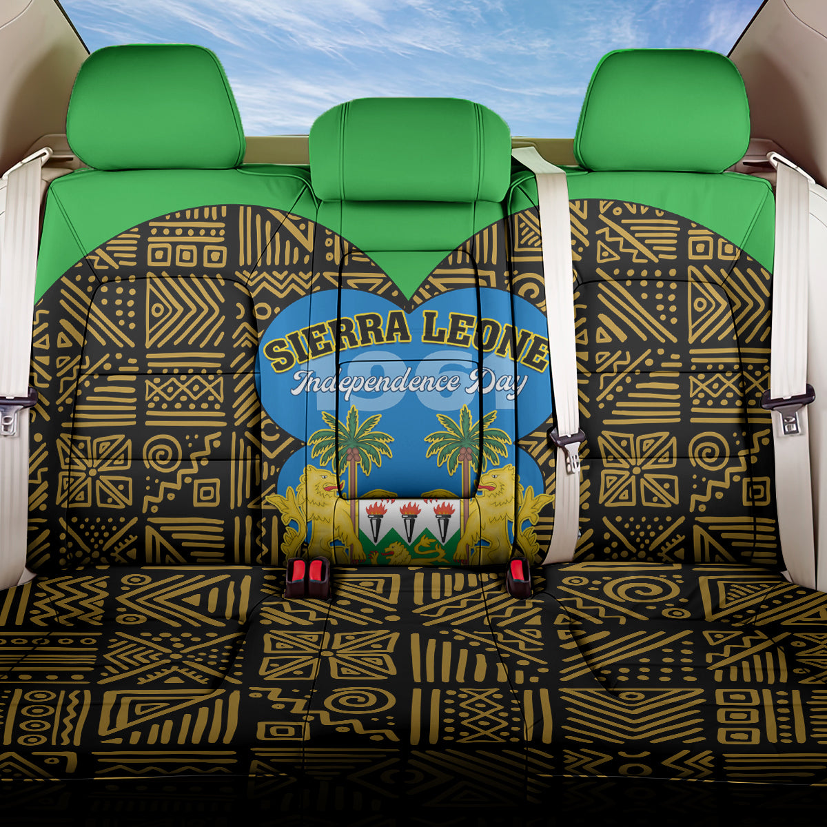 Sierra Leone Independence Day 2024 Back Car Seat Cover Happy 63rd Anniversary African Pattern LT01