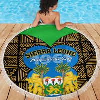 Sierra Leone Independence Day 2024 Beach Blanket Happy 63rd Anniversary African Pattern - Wonder Print Shop