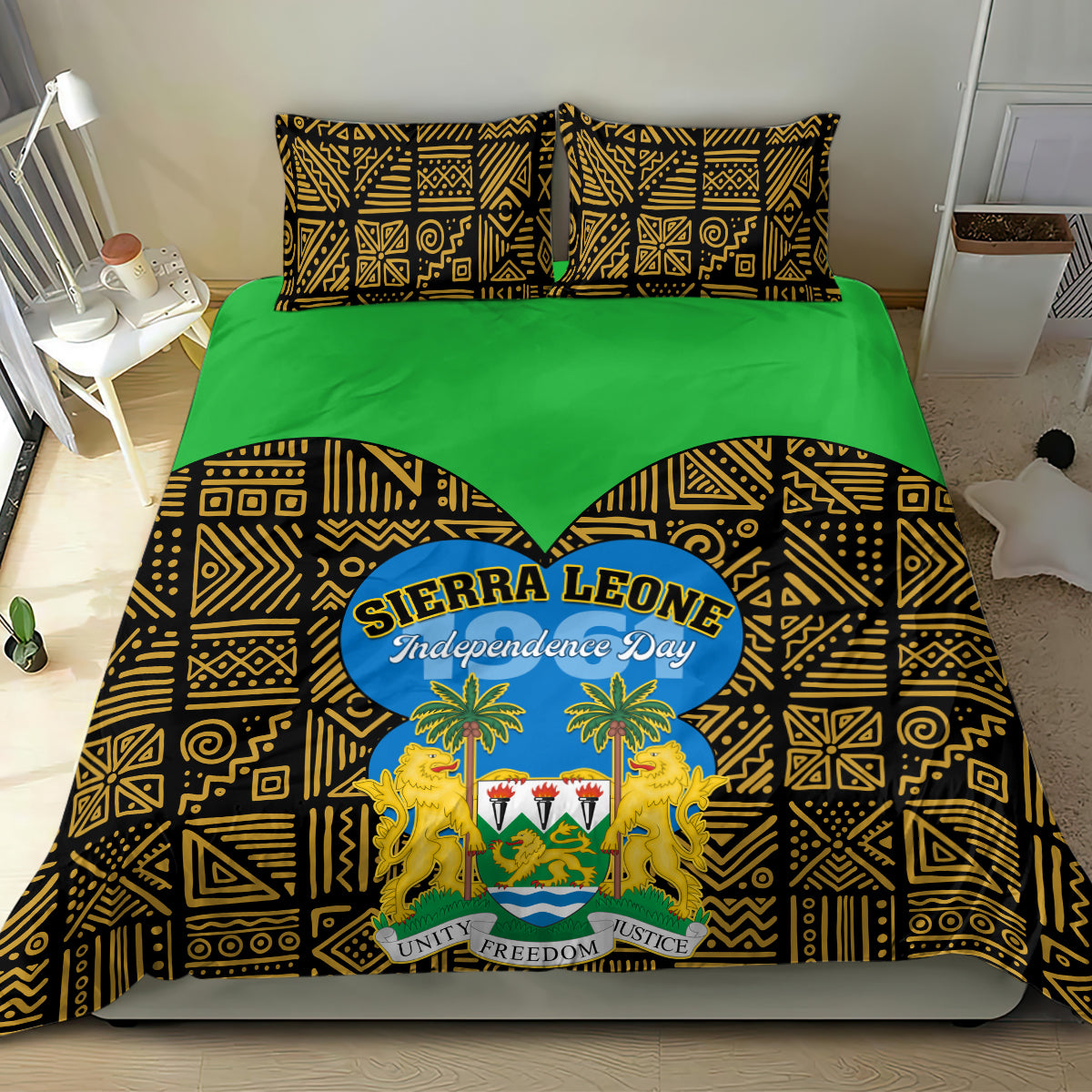 Sierra Leone Independence Day 2024 Bedding Set Happy 63rd Anniversary African Pattern - Wonder Print Shop