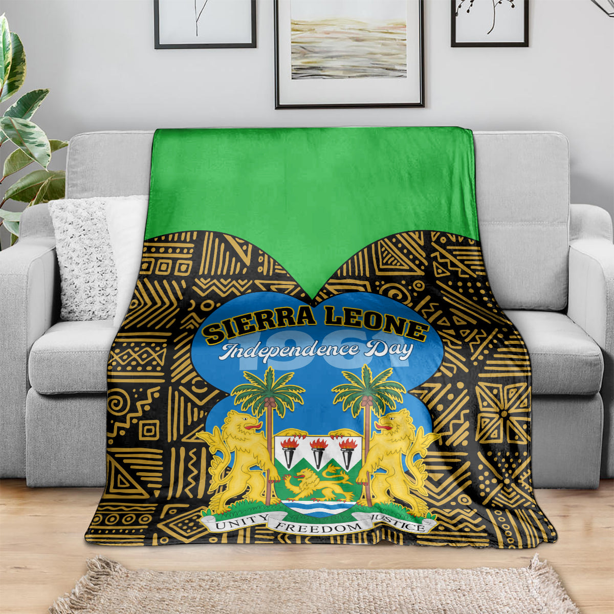 Sierra Leone Independence Day 2024 Blanket Happy 63rd Anniversary African Pattern