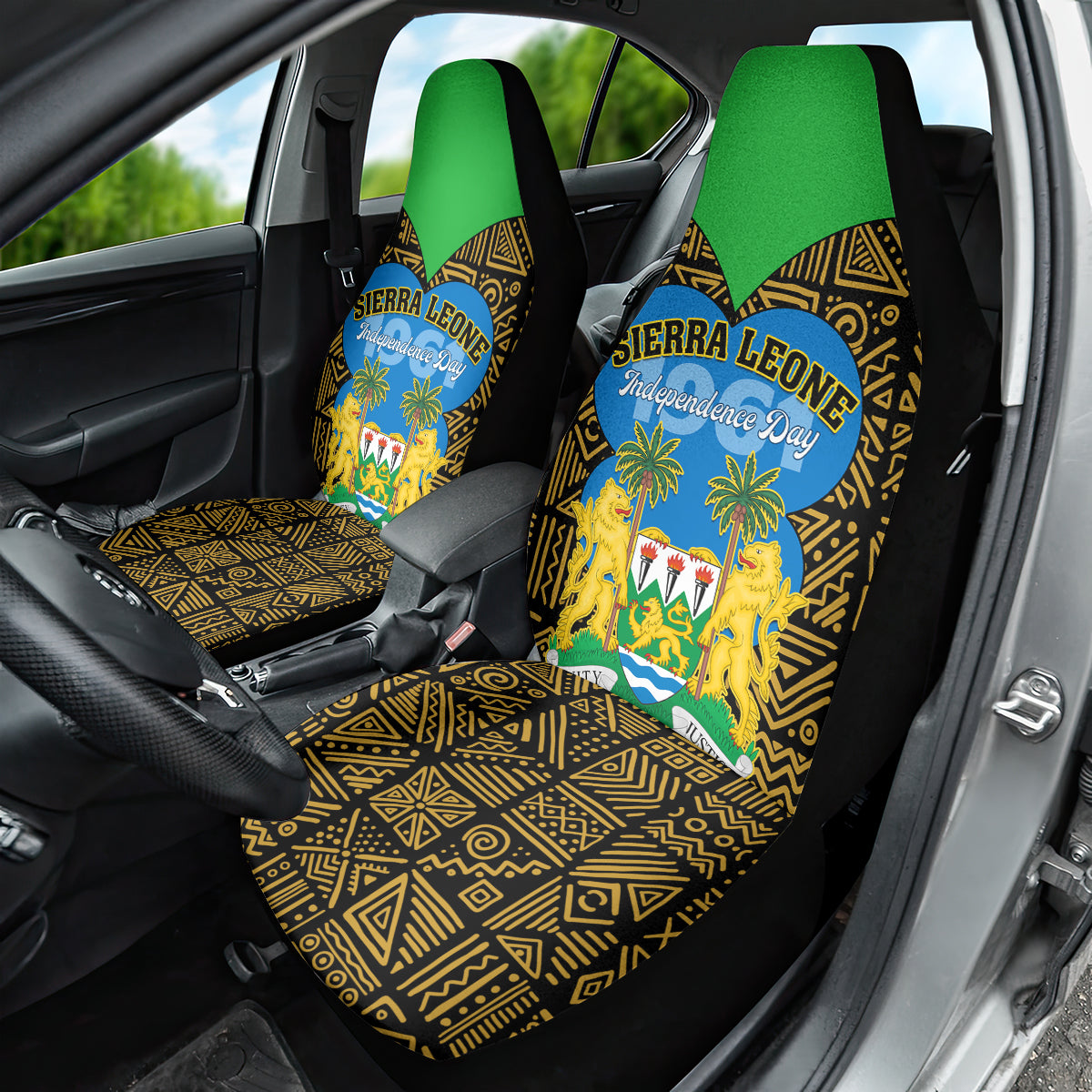 Sierra Leone Independence Day 2024 Car Seat Cover Happy 63rd Anniversary African Pattern - Wonder Print Shop