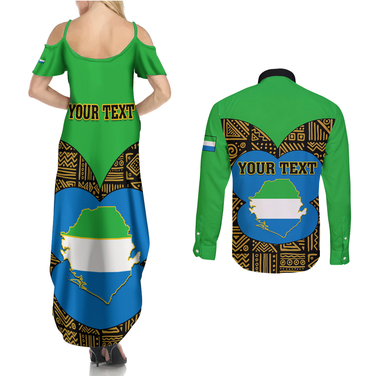 Sierra Leone Independence Day 2024 Couples Matching Summer Maxi Dress and Long Sleeve Button Shirt Happy 63rd Anniversary African Pattern - Wonder Print Shop