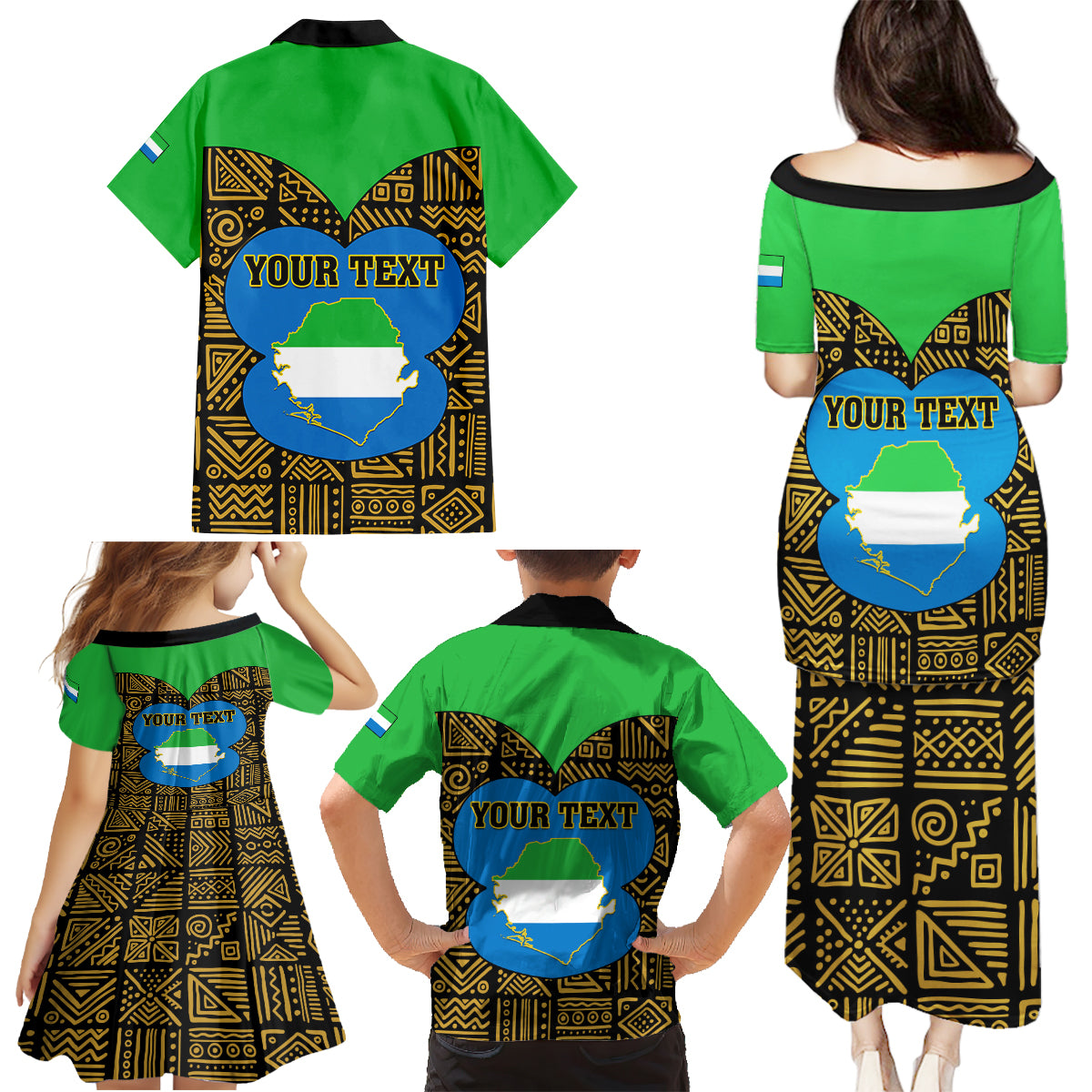 Sierra Leone Independence Day 2024 Family Matching Puletasi and Hawaiian Shirt Happy 63rd Anniversary African Pattern - Wonder Print Shop