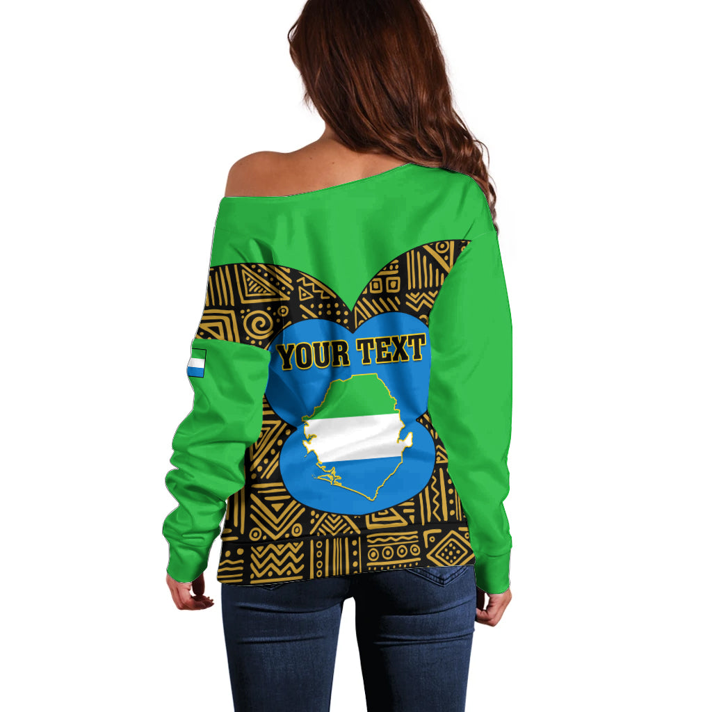 Sierra Leone Independence Day 2024 Off Shoulder Sweater Happy 63rd Anniversary African Pattern - Wonder Print Shop