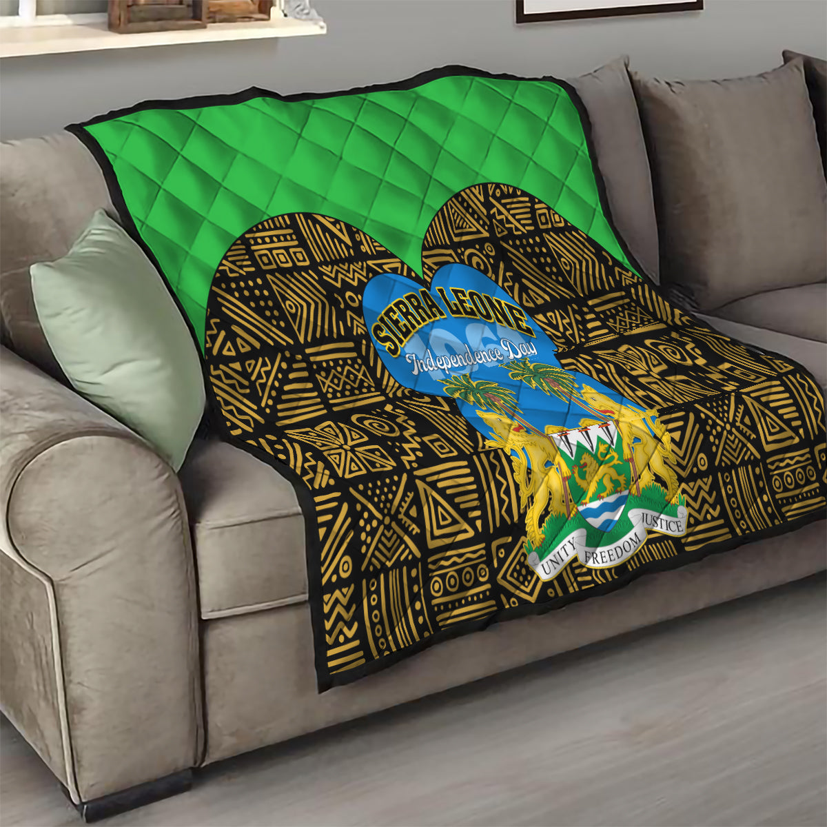 Sierra Leone Independence Day 2024 Quilt Happy 63rd Anniversary African Pattern - Wonder Print Shop