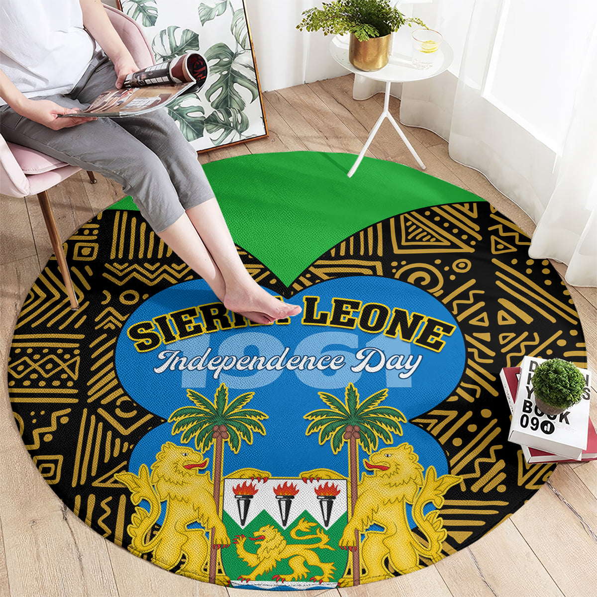 Sierra Leone Independence Day 2024 Round Carpet Happy 63rd Anniversary African Pattern