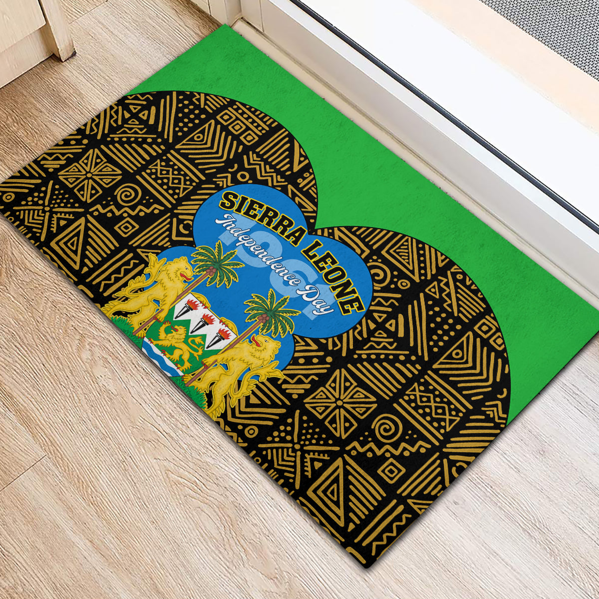 Sierra Leone Independence Day 2024 Rubber Doormat Happy 63rd Anniversary African Pattern - Wonder Print Shop