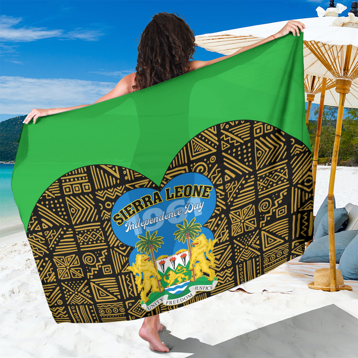 Sierra Leone Independence Day 2024 Sarong Happy 63rd Anniversary African Pattern - Wonder Print Shop