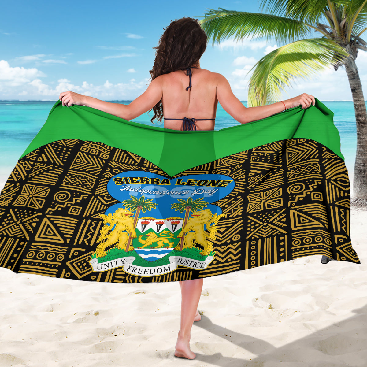 Sierra Leone Independence Day 2024 Sarong Happy 63rd Anniversary African Pattern - Wonder Print Shop