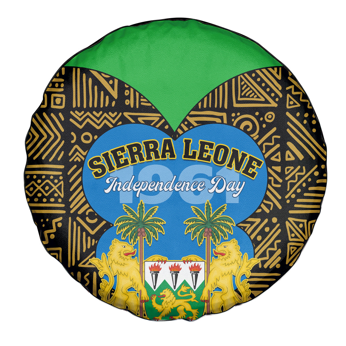 Sierra Leone Independence Day 2024 Spare Tire Cover Happy 63rd Anniversary African Pattern - Wonder Print Shop