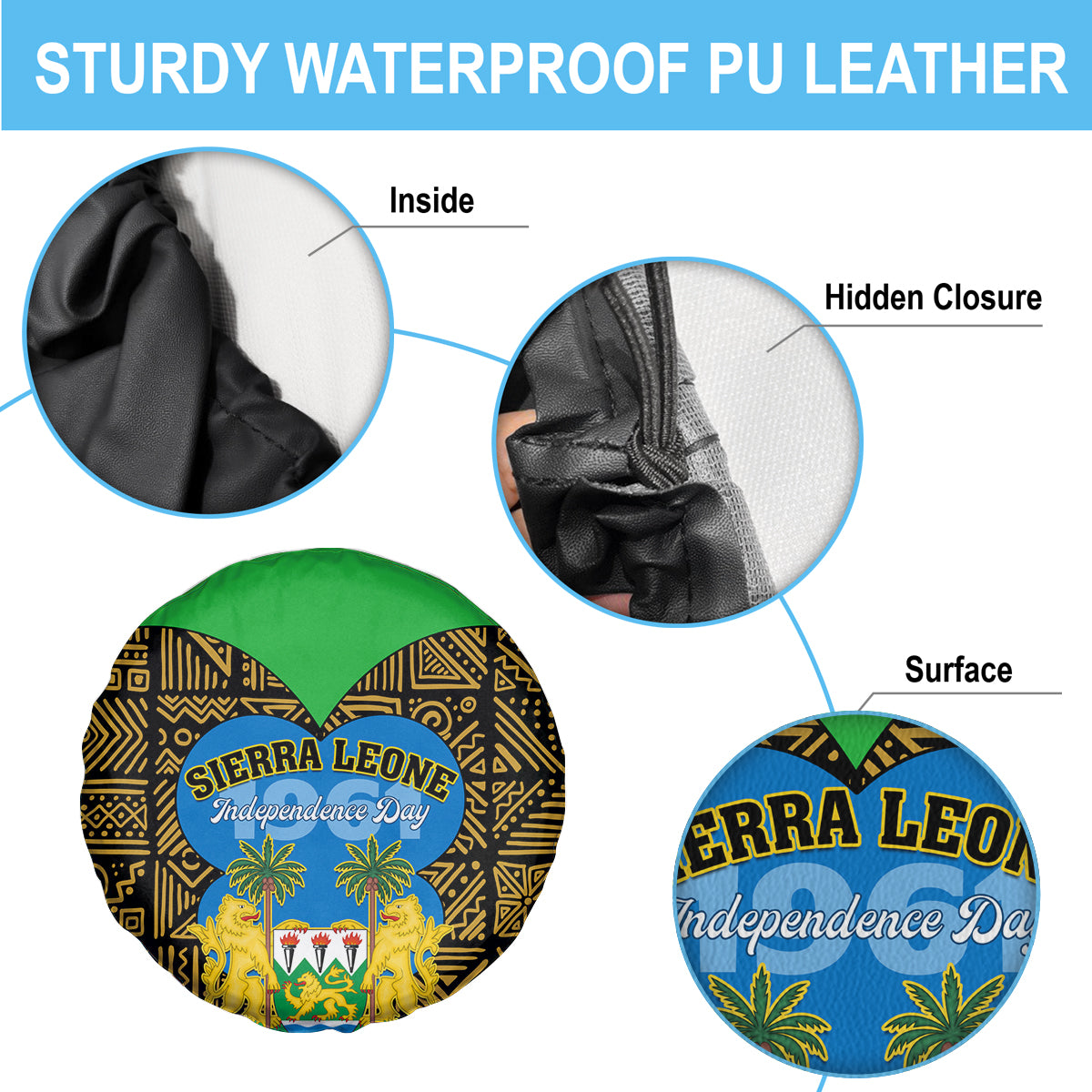 Sierra Leone Independence Day 2024 Spare Tire Cover Happy 63rd Anniversary African Pattern - Wonder Print Shop