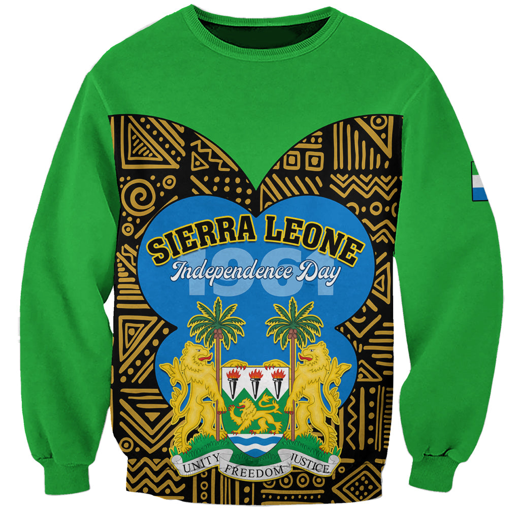 Sierra Leone Independence Day 2024 Sweatshirt Happy 63rd Anniversary African Pattern - Wonder Print Shop