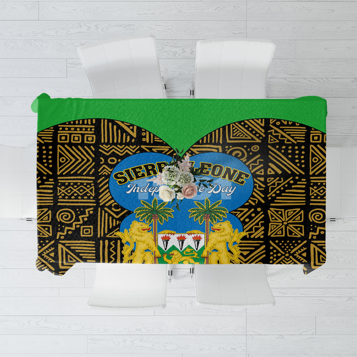 Sierra Leone Independence Day 2024 Tablecloth Happy 63rd Anniversary African Pattern - Wonder Print Shop