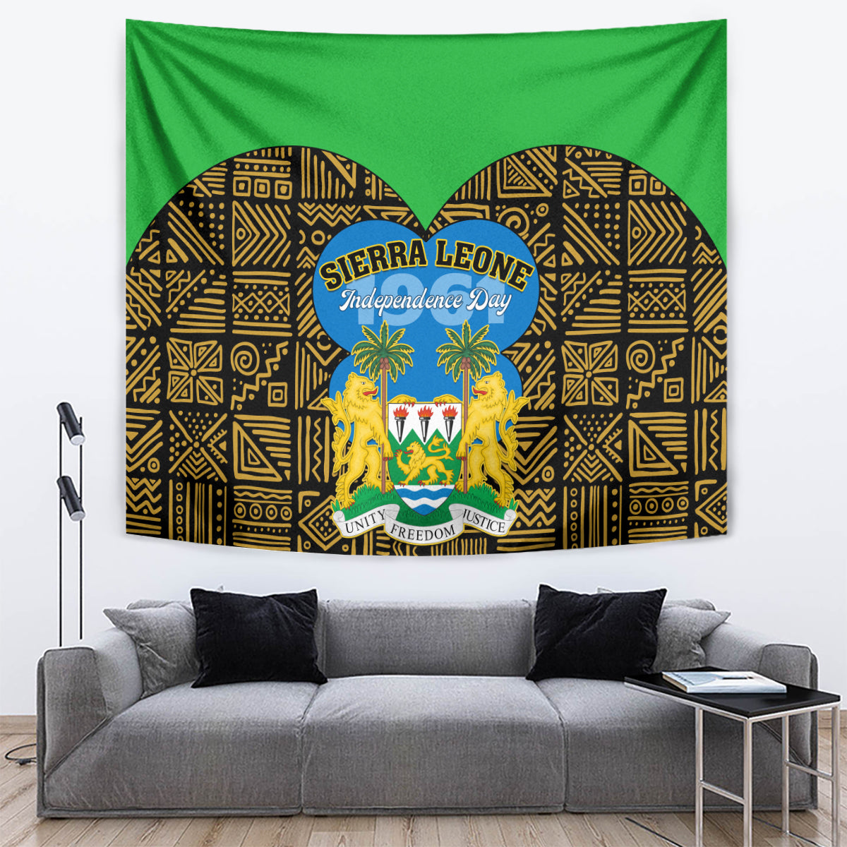 Sierra Leone Independence Day 2024 Tapestry Happy 63rd Anniversary African Pattern - Wonder Print Shop