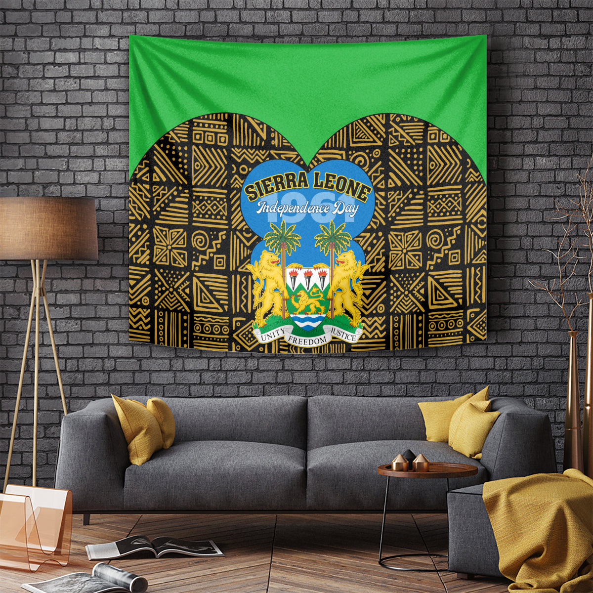 Sierra Leone Independence Day 2024 Tapestry Happy 63rd Anniversary African Pattern - Wonder Print Shop