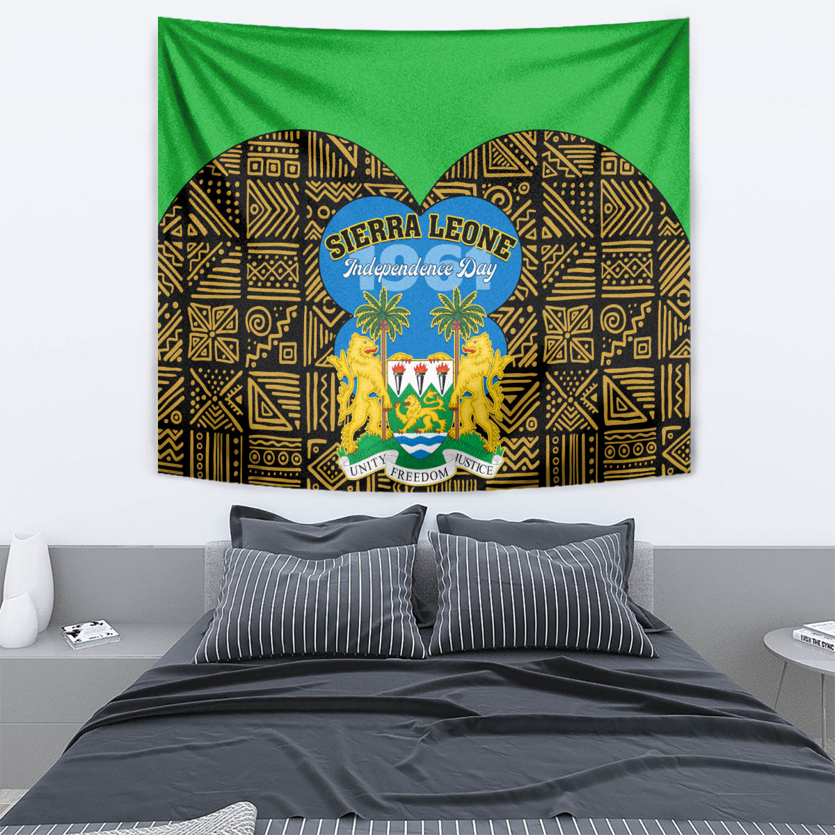 Sierra Leone Independence Day 2024 Tapestry Happy 63rd Anniversary African Pattern - Wonder Print Shop