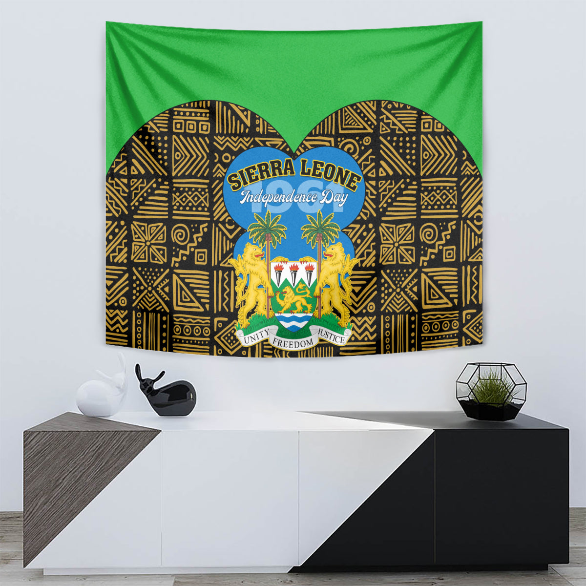 Sierra Leone Independence Day 2024 Tapestry Happy 63rd Anniversary African Pattern - Wonder Print Shop