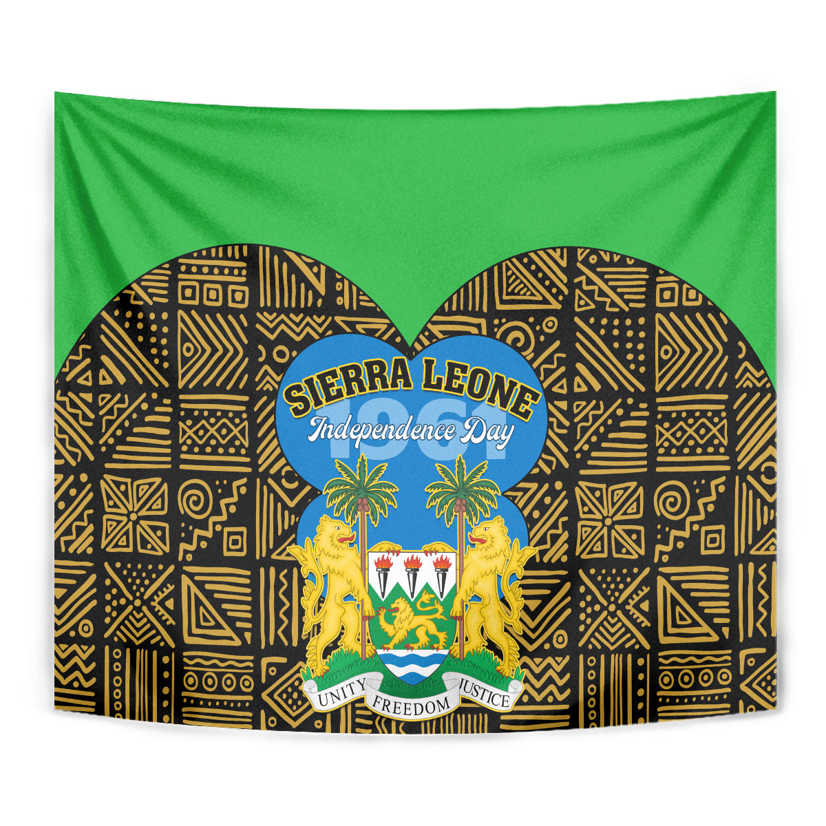 Sierra Leone Independence Day 2024 Tapestry Happy 63rd Anniversary African Pattern - Wonder Print Shop