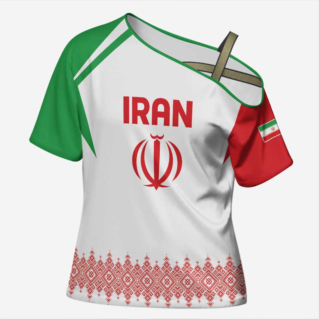 Custom Football 2026 Iran Cross Shoulder Shirt Team Melli Come On