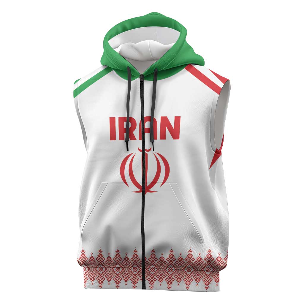 Custom Football 2026 Iran Sleeveless Zip Hoodie Team Melli Come On